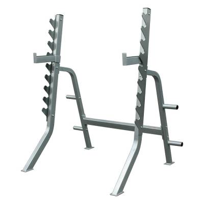 Стойка для приседаний Aerofit IFSS Прочный конструктив рамы изготовлен из стальных труб, которые обеспечивают тренажёру износоустойчивость и надёжность.
Параметры профиля труб: 60&times;60&times;2,5 мм, 51&times;76&times;2,5 мм.
Новейшая роботизированная технология сварки позволяет достичь наивысшей точности.
Две пары держателей для дисков.
Девять позиций для штанги.
